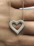 3ct Round Cut Diamond 3Line Heart Design Pendant 14k Rose Gold Finish NO CHAIN