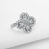 2ct Pear Cut VVS1 Diamond Engagement Ring Four Leaf Clover 14k White Gold Finish