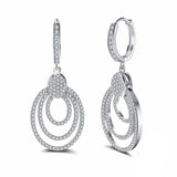 2ct Round Cut VVS1D Diamond Big Round Hollow Dangle Earrings 14k White Gold Over