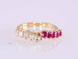 0.5ct Asscher Cut Pink Ruby Wedding Band Ring Stackable 14k Yellow Gold Over