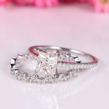 2.3ct Princess Cut VVS1D Diamond Engagement Ring Bridal Set 14k WhiteGold Finish