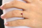 0.2ct Pear Pink Ruby Two Stone Minimalist Engagement Ring 14k Yellow Gold Finish