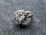 2.2ct Engagement Ring Heart Cut Diamond Halo Solitaire 14k White Gold Finish