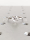 1ct Heart Simulated Diamond Solitaire with Accents Ring 14k White Gold Plated