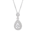 2ct Pear Cut VVS1D Diamond Pendant Chain Double Halo 14k White Gold Finish