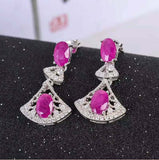 3.5ct Drop Dangle Earrings Oval Cut Pink Ruby Chandelier 14k White Gold Finish