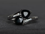 2ct Engagement Ring Trillion Cut Black Diamond Bypass Style 14k WhiteGold Finish