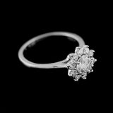 1.5Ct Round Cut DVVS1 Diamond Flower Halo Engagement Ring 14K White Gold Finish