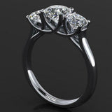 Trilogy Solitaire Engagement Ring 0.6ct Cushion Cut Diamond 14k WhiteGold Finish