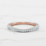 Curved Half Eternity Wedding Band 0.75ct Round Cut Diamond 14k Dual Gold Finish