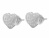 1.3ct Round Cut VVS1 Diamond Puff Heart Stud Earrings Women 14k WhiteGold Finish