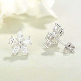 Flower Stud Earrings 2ct Marquise Pear Cut VVS1D Diamond 14k White Gold Finish