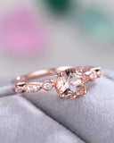 1.6Ct Round Peach Morganite Diamond Accents Engagement Ring 14K Rose Gold Finish