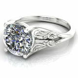 4ct Round Diamond Engagement Ring Filigree OpenBand Solitaire 14k WhiteGold Over