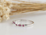 0.7ct Round Cut Pink Ruby Wedding Band Curved Half Eternity 14k WhiteGold Finish