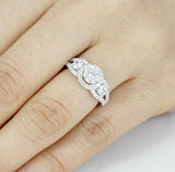 3Ct Round Diamond Halo Split Shank Stylish Engagement Ring 14K White Gold Finish