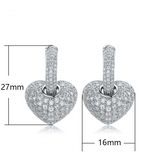 2.3ct Round Cut Diamond Heart Shape Hollow Hoop Earrings 14k White Gold Finish