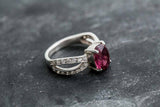 1.6ct Engagement Ring Oval Cut Pink Ruby Split Shank 14k White Gold Finish