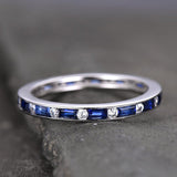 1ct Baguette Cut Blue Sapphire Eternity Wedding Band Ring 14k White Gold Finish