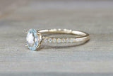 1ct Oval Cut Blue Aquamarine Engagement Ring 14k Yellow Gold Over Diamond Accent