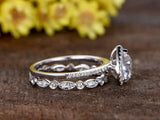 3ct Heart Cut Diamond Vintage Bridal Set Engagement Ring 14k White Gold Finish