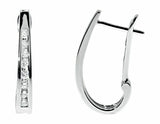 0.25ct Round Cut VVS1D Diamond Channel Set Hoop Earrings 14k White Gold Finish