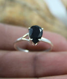 1ct Engagement Ring Pear Cut Black Diamond Solitaire Women 14k White Gold Finish