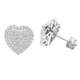 3Ct Round Cut Diamond Heart Shape Cluster Halo Stud Earrings 14K White Gold Over