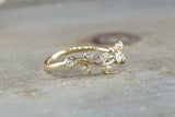 0.3ct Round Cut Diamond Engagement Ring 14k Yellow Gold Finish Floral Petal Leaf