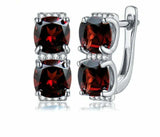 2.7ct Drop Earrings Cushion Cut Red Garnet Partywear 14k White Gold Finish