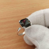 2ct Engagement Ring Cushion Cut Black Diamond Solitaire 14k White Gold Finish