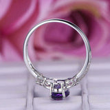 2ct Oval Cut Purple Amethyst Engagement Ring Butterfly Accent 14k WhiteGold Over