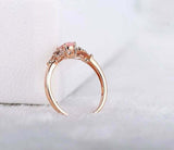 1.5ct Oval Cut Morganite Solitaire Cluster Heart Accent Ring 14k Rose Gold Over