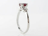 2.2ct Oval Cut Pink Ruby Engagement Ring Diamond Trilogy 14k White Gold Finish