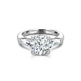 Tapered Baguette Accents Trilogy Ring 2ct Round Cut Diamond 14k WhiteGold Finish