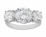 3Ct Round Cut VVS1 Diamond Classic Trilogy Engagement Ring 14K White Gold Finish