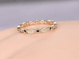 1ct Round Blue Sapphire Full Eternity Stackable Wedding Band 14k RoseGold Finish