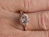 1.6ct Round Cut Peach Morganite Engagement Ring 14k Rose Gold Finish Solitaire