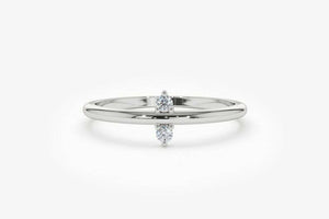 0.3ct Engagement Ring Round Cut Diamond Two Stone Minimalist 14k White Gold Over