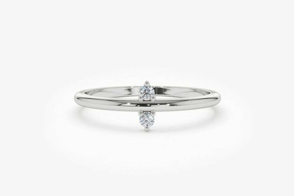 0.3ct Engagement Ring Round Cut Diamond Two Stone Minimalist 14k White Gold Over