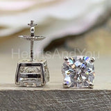 1ct Cushion Cut Simulated Diamond Solitaire Stud Earrings 14k White Gold Plated