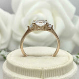 1ct Engagement Ring Oval Cut Diamond Round Accent Trilogy 14k Yellow Gold Finish