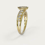 3.9ct Pear Cut Diamond Solitaire Stylish Bezel Accent Ring 14k YellowGold Finish