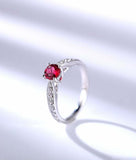 1.2ct Round Cut Ruby Engagement Ring Solitaire with Accent 14k White Gold Finish