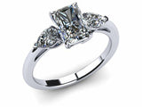 1.6ct Radiant Cut Diamond Three Stone Engagement Ring 14k WhiteYell Gold Finish