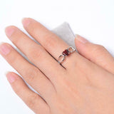 1ct Engagement Ring Heart Cut Red Garnet Split Shank 14k White Gold Finish