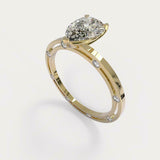 2.2ct Pear Cut Diamond Solitaire Open Stylish Shank Ring 14k Yellow Gold Finish