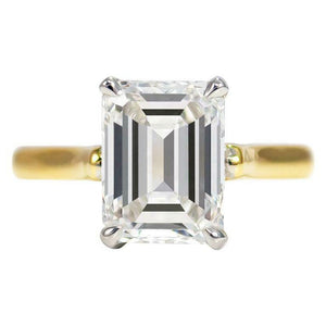 2.1ct Emerald Cut Diamond Engagement Ring Classic Solitaire 14k Yellow Gold Over