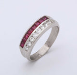 2ct Princess Pink Ruby Wedding Band Dual Row Half Eternity 14k White Gold Finish