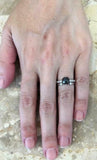 1.6ct Round Cut Black Diamond Bridal Set Open Style Band 14k White Gold Finish